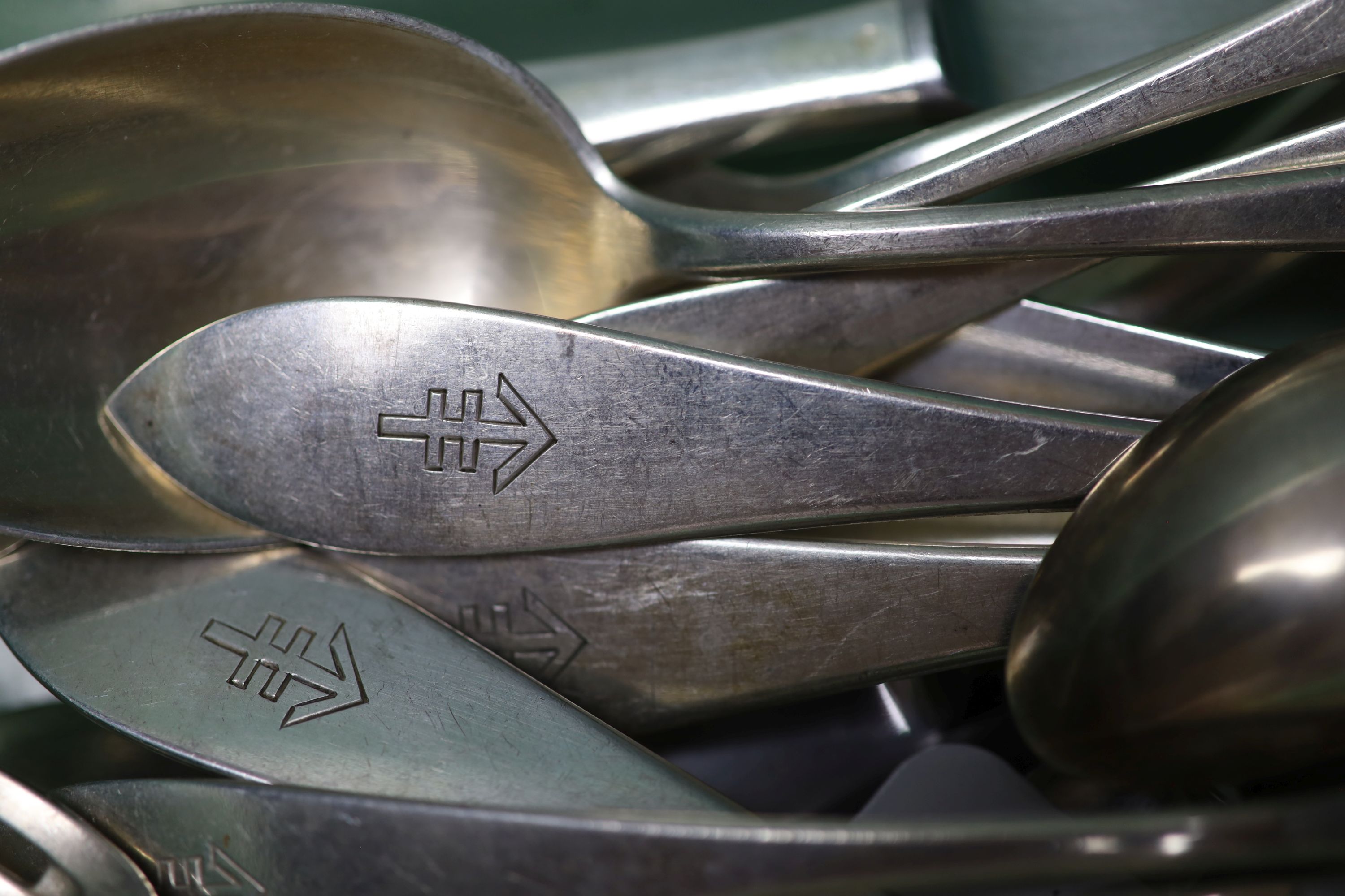 A part canteen of Polish 800 standard white metal cutlery, with the SAPIEHA crest (Polish royal family),